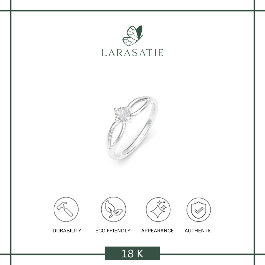 Cincin Emas Putih 18K - Jasmine
